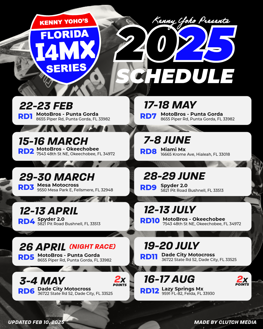 I4MX 2025 Race Schedule